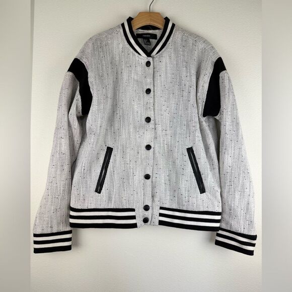 Forever21 Black & White Tweed Bomber Varsity Jacket - Picture 1 of 11